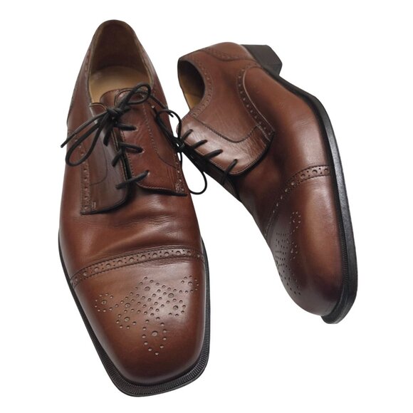 Bally Men's Brogue Dress Shoes Caramel Brown Size 13 with Dust Bags - Picture 1 of 14